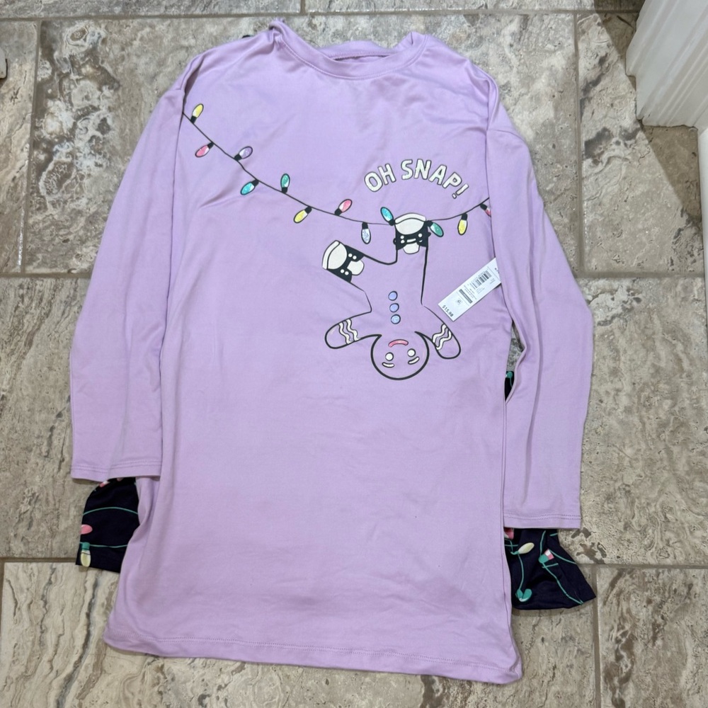 NWT Size M holiday Purple Long Sleeve Shirt and Christmas light Dress Bundle